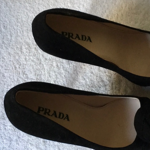 Prada 'Calzature Donna' Black Suede Open-Toe Heels (38 / US 8) - Picture 7 of 11
